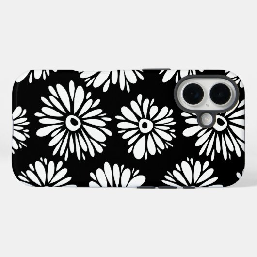 Funky Schwarzweiß-Blume Case-Mate iPhone Hülle (Rückseite (Horizontal))