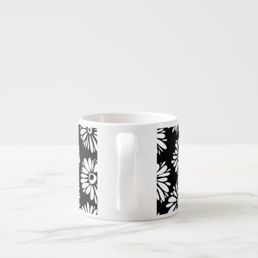 Funky Schwarzweiß-Blume Espressotasse (Rückseite)