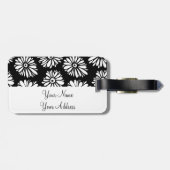 Funky Schwarzweiß-Blume Gepäckanhänger (Rückseite horizontal)