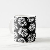 Funky Schwarzweiß-Blume Kaffeetasse (Vorderseite Links)
