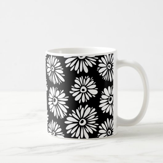 Funky Schwarzweiß-Blume Kaffeetasse (Rechts)