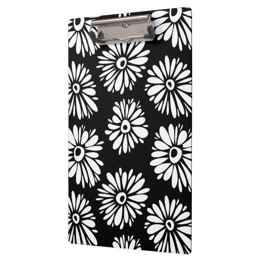 Funky Schwarzweiß-Blume Klemmbrett (Links)