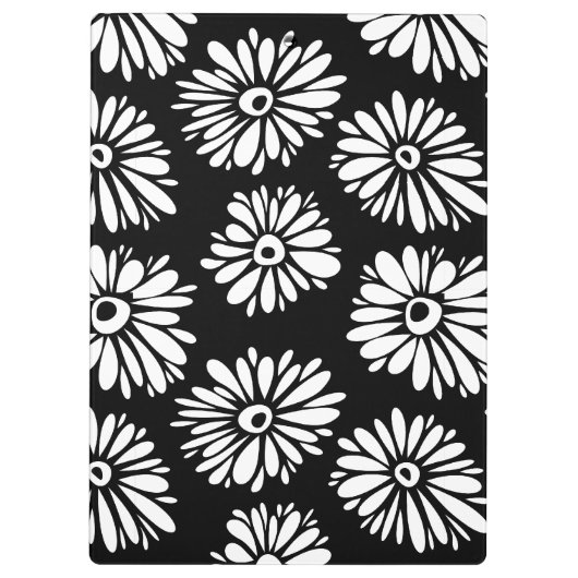 Funky Schwarzweiß-Blume Klemmbrett (Rückseite)