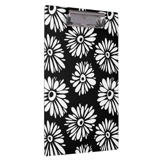 Funky Schwarzweiß-Blume Klemmbrett (Rechts)