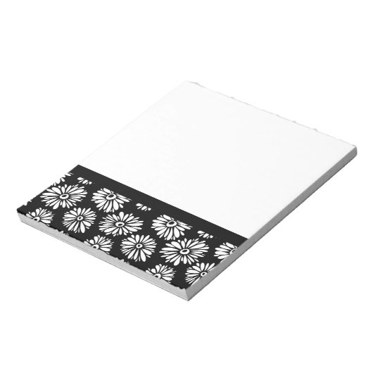 Funky Schwarzweiß-Blume Notizblock (Rotiert)