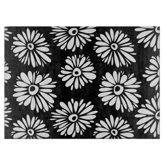 Funky Schwarzweiß-Blume Schneidebrett (Vorderseite)