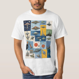 Funky SciFi Retro Alien Spaceships T-Shirt