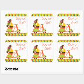 Funky Scooter-Mama als Gender-Reveal-Party Quadratischer Aufkleber (Blatt)