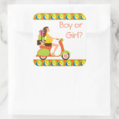 Funky Scooter-Mama als Gender-Reveal-Party Quadratischer Aufkleber (Tasche)