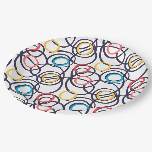 Funky Scribbled Doodles Pappteller (Schrägansicht)