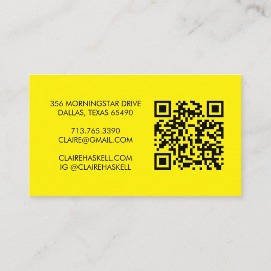 Funky Script Bold Order Danke Minimal QR Code Visitenkarte (Rückseite)