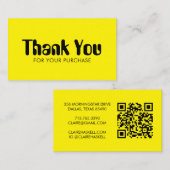 Funky Script Bold Order Danke Minimal QR Code Visitenkarte (Vorne/Hinten)