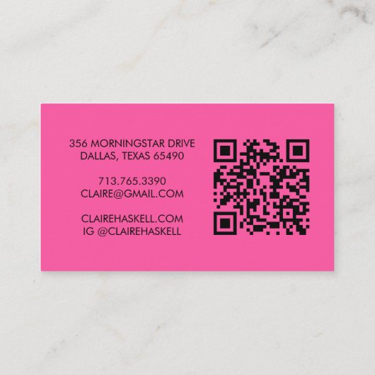 Funky Script Bold Order Danke Minimal QR Code Visitenkarte (Rückseite)