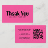 Funky Script Bold Order Danke Minimal QR Code Visitenkarte (Vorne/Hinten)