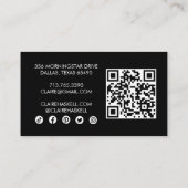 Funky Script Chic B&W Order Danke Minimal QR Visitenkarte (Rückseite)