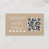 Funky Script Chic Kraft Order Danke Minimal QR Visitenkarte (Rückseite)