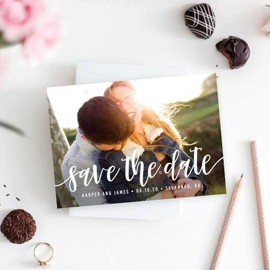Funky Script Modern Save the Date Card