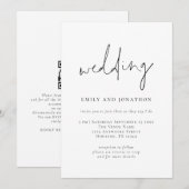 Funky Script QR Code Schwarz Weiß Hochzeit Einladung (Vorne/Hinten)