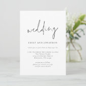 Funky Script QR Code Schwarz-weiß Wedding Einladung (Stehend Vorderseite)