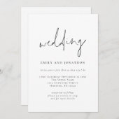 Funky Script QR Code Schwarz-weiß Wedding Einladung (Vorne/Hinten)