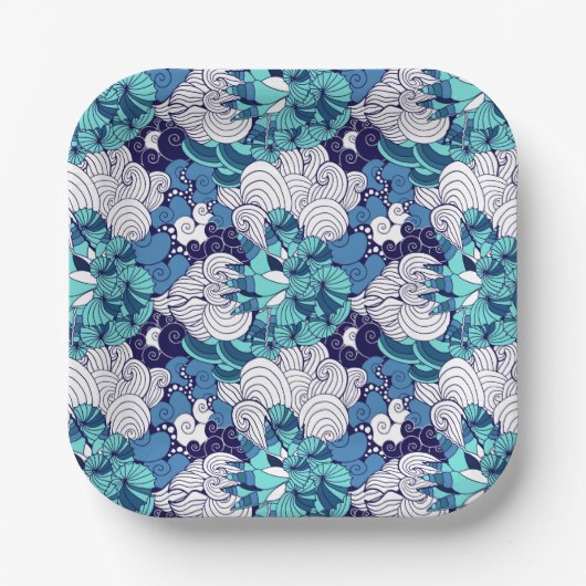 Funky Seashell Pattern Pappteller (Vorderseite)