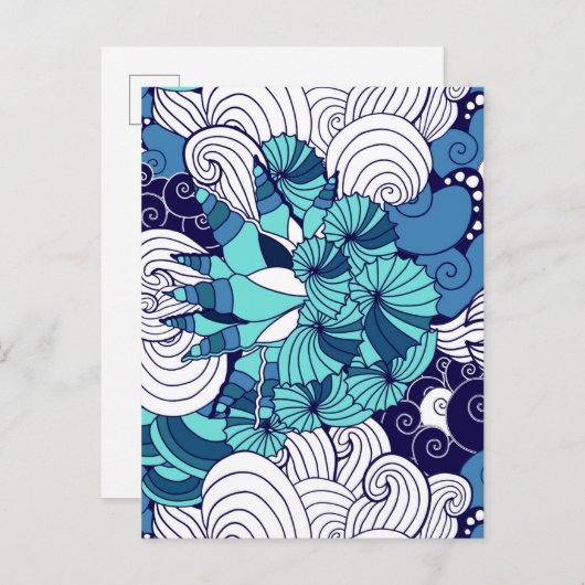 Funky Seashell Pattern Postkarte (Vorne/Hinten)