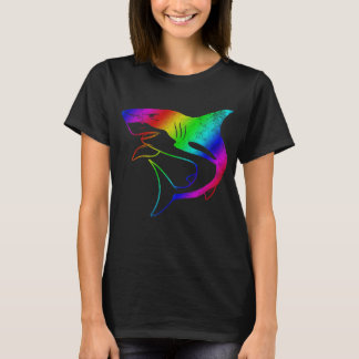 Funky shark in psychedelischem Regenbogen T-Shirt