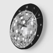 Funky Silver Glitzer Disco Ball Clock Große Wanduhr (Winkel)