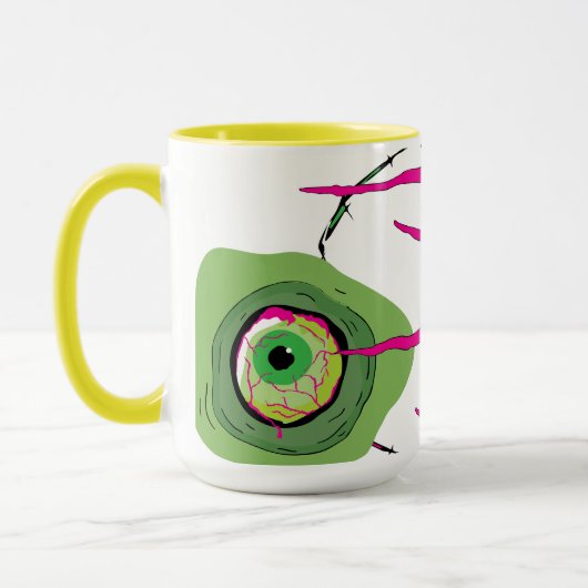 Funky Simple Ghoulish Zombie Scratched Pop Art Tasse (Links)