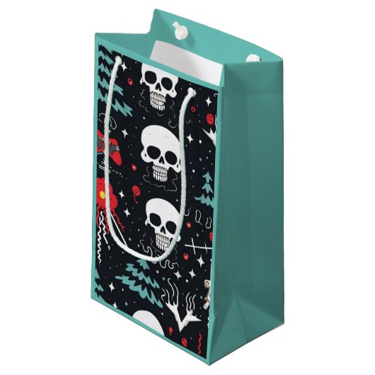 Funky Skull Geschenktasche Kleine Geschenktüte (Vorderseite Schrägansicht)