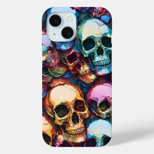 Funky Skull Goth iPhone 15 Hülle (Rückseite)