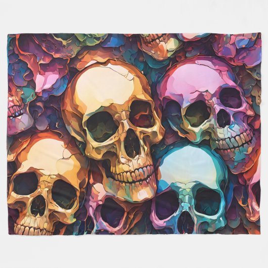 Funky Skulls Fleecedecke (Vorderseite (Horizontal))