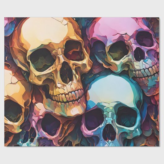 Funky Skulls Geschenkpapier (Flach)
