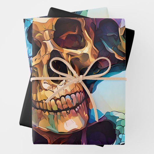 Funky Skulls Geschenkpapier Set (Beispiel)