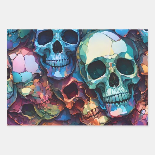 Funky Skulls Geschenkpapier Set (Vorderseite 3)