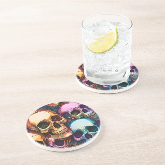 Funky Skulls Getränkeuntersetzer (Seite)