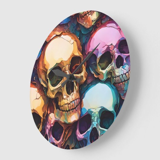 Funky Skulls Große Wanduhr (Winkel)