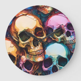 Funky Skulls Große Wanduhr