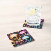 Funky Skulls Rechteckiger Pappuntersetzer (Vor Ort)