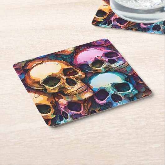 Funky Skulls Rechteckiger Pappuntersetzer (angewinkelt)