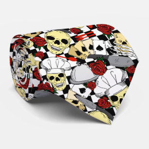 Funky Skulls Rote Rosen Prüfed Koch Muster Krawatte