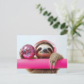 Funky Sloth mit rosa Kopfhörer und Diskothek Postkarte (Stehend Vorderseite)