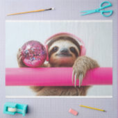 Funky Sloth mit rosa Kopfhörer und Diskothek Seidenpapier (Basteln)