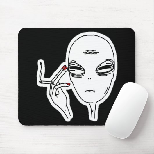 Funky Smoking Alien mit roten Nägeln Mousepad (Mit Mouse)