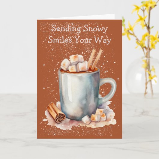 Funky Snowflake Hot Chocolate Winter Card Karte (Gelbe Blume)