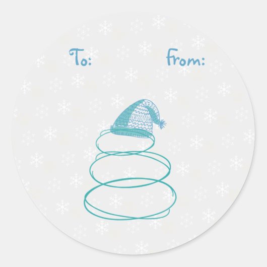 Funky Snowman Gift Tag Sticker (Vorderseite)