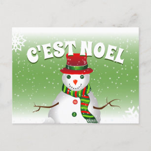 Funky Snowman in Red White und Green Feiertagspostkarte