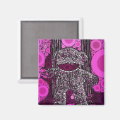 Funky Sock Monkey Circles Pop Art Magnet (Vorderseite/Rückseite)