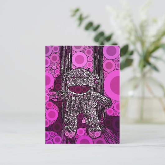 Funky Sock Monkey Circles Pop Art Postkarte (Stehend Vorderseite)