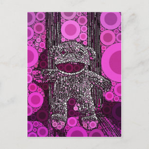Funky Sock Monkey Circles Pop Art Postkarte